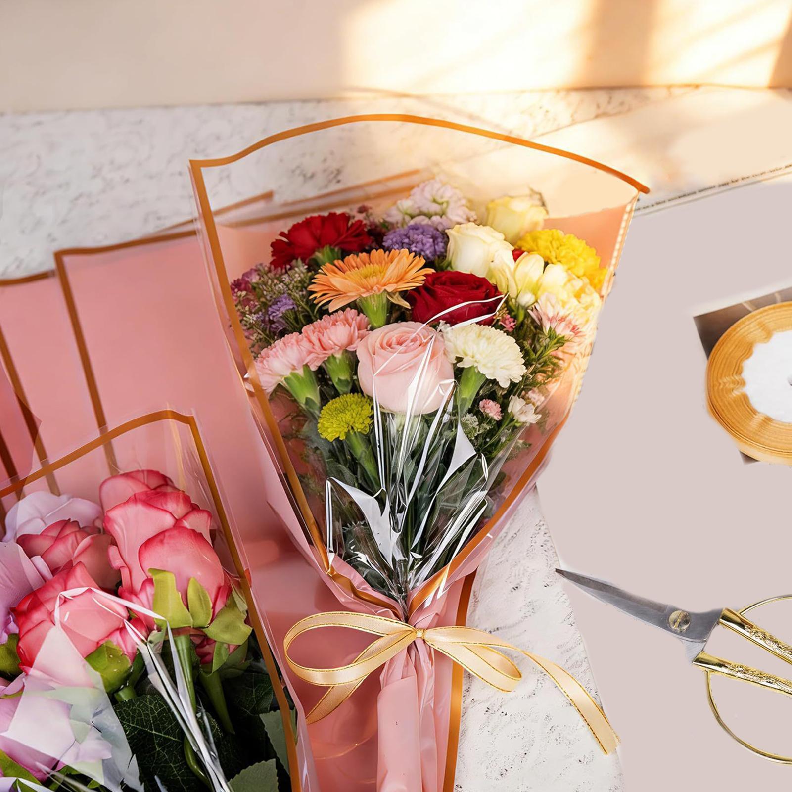 Florist Supply Ribbon - Flower Bouquet Bags 50 Pieces With