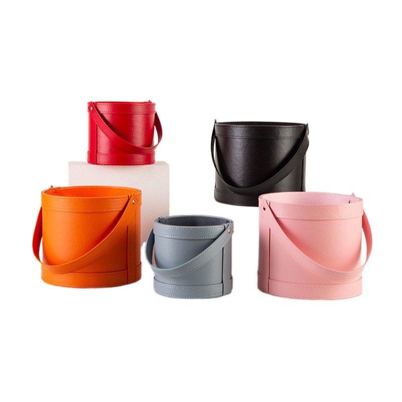 Florist Supply Buckets - Portable Leather Round Gift Box Florist