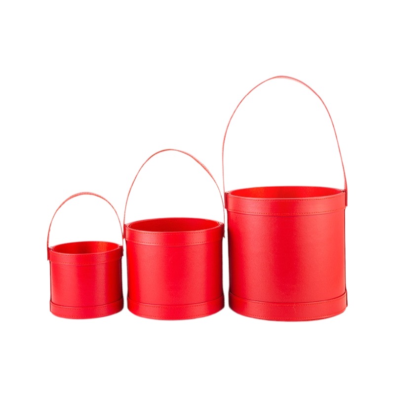 Portable Leather Round Gift Bo - Florist Supply Buckets review and price